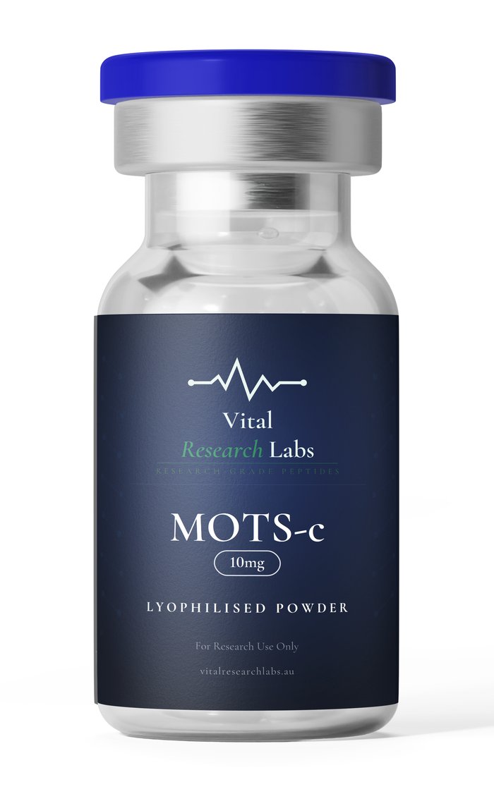 MOTS-c (10mg) research peptide vial, lyophilised powder, research-grade, Vital Research Labs Australia