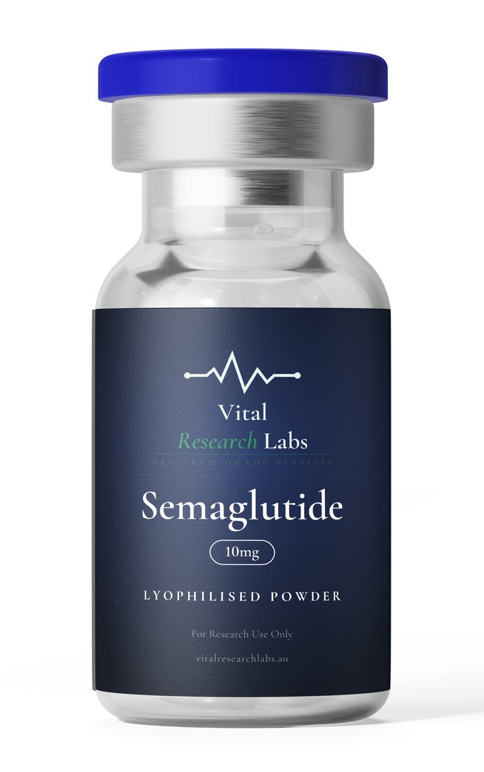 Semaglutide (10mg) research peptide vial, lyophilised powder, research-grade, Vital Research Labs Australia